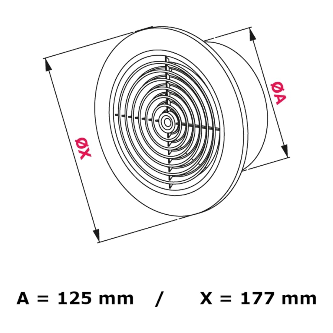 5-inch / 125 mm Circular Ceiling Mounted Air Vent Grille Cover, Round Ventilation Extract/Supply Valve Diffuser (Black)