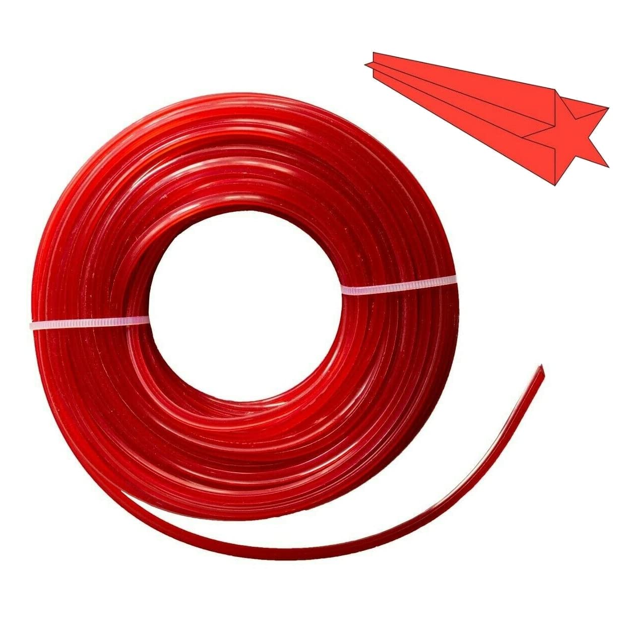 2.4 mm x 15 m Nylon Strimmer Trimmer Line Star Shaped Heavy Duty Brush Cutter Wire - Red