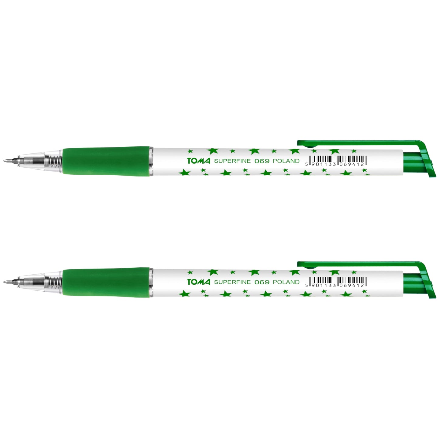 Ballpoint Pens, Retractable Smudge Free Pens, Extra Fine Point 0.5 mm, Ideal for School, Office, Everyday Use (Green, 2 Pens)
