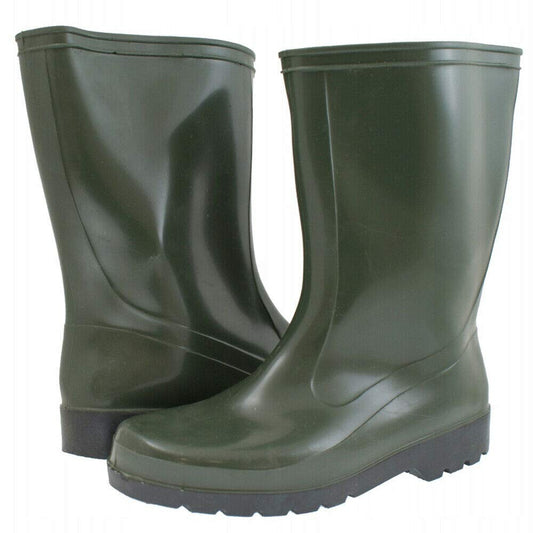 Olive Green Men's Wellington Boots Waterproof Wellies Durable PVC Gardening (Size UK 9 / EU 43)