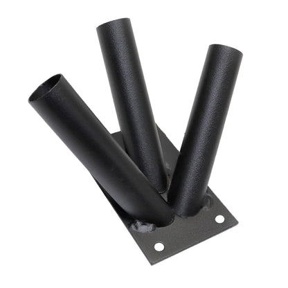 Triple Flag Pole Holder - Wall Mounted Flag Pole Bracket, Powder Coated (Black), Rust and Weather Resistant, Heavy Duty