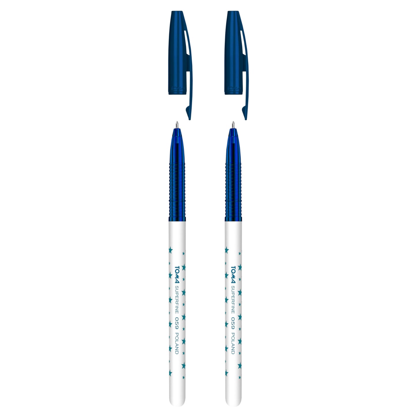 Ballpoint Pens, Smudge Free Ballpoint Pens, Extra Fine Point 0.5 mm, Ideal for School, Office, Everyday Use (Blue, 2 Pens)