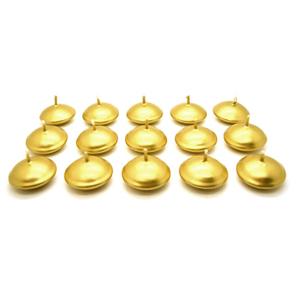 Floating Candles, Pack of 15, Unscented, Long Burning Time, Tealights Candles, Romantic Decoration Wedding Dinner Christmas (Gold)