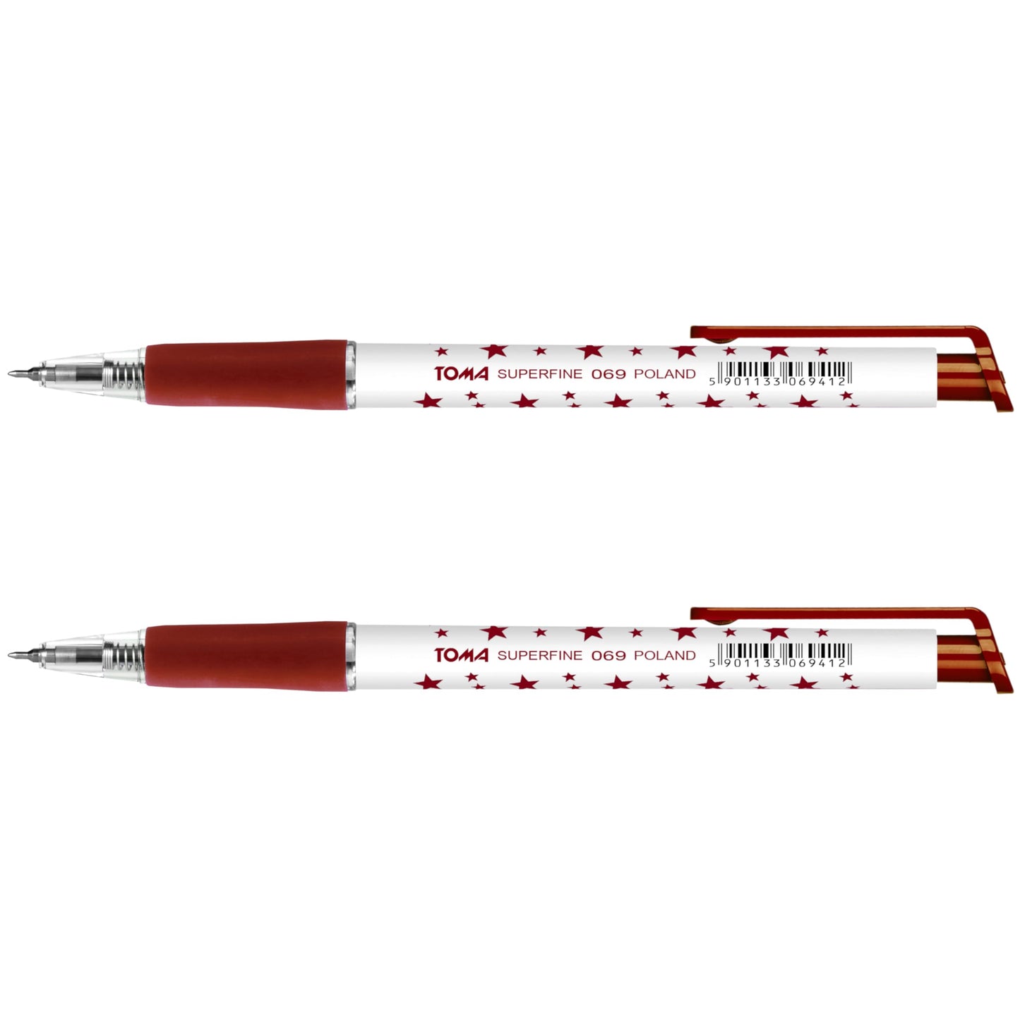 Ballpoint Pens, Retractable Smudge Free Pens, Extra Fine Point 0.5 mm, Ideal for School, Office, Everyday Use (Red, 2 Pens)