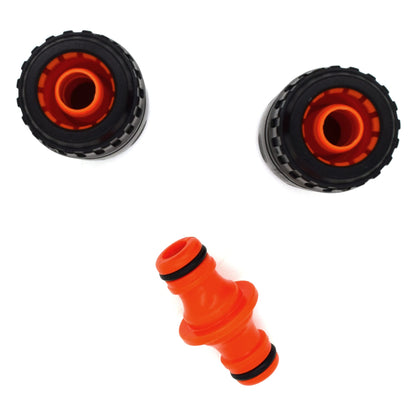 Hose Fitting Repair Set 2 x Plastic Garden Water Hose 1/2" Quick End Connectors & 1 x Double Male Hose Connector