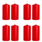 Pillar Candles, Pack of 8, Unscented, Long Burning Time, 10 x 5 cm / 4 x 2 in (Red, Matt)