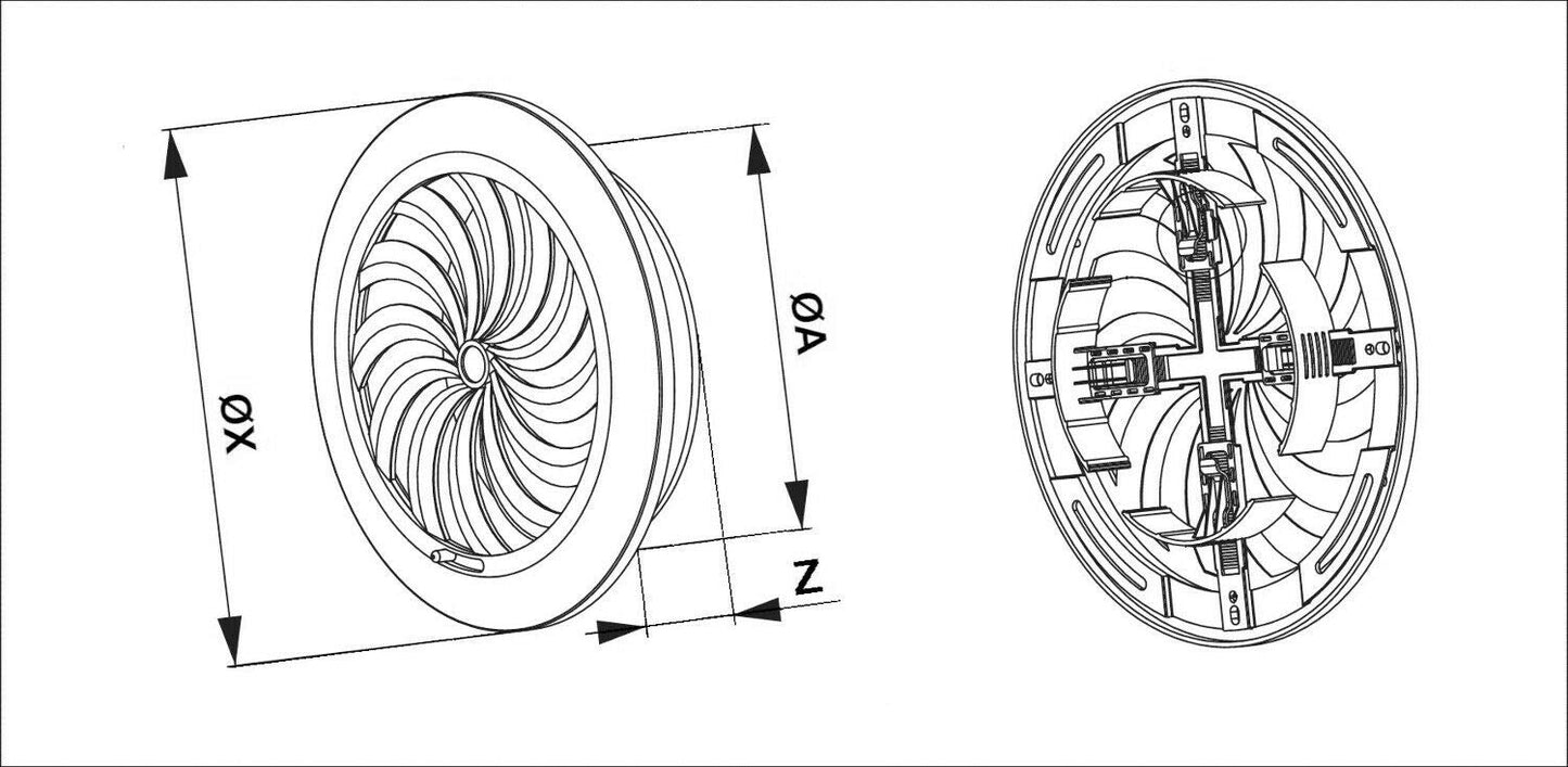 100-150 mm (adjustable) Brown Round Air Vent Grille Adjustable Shutter Duct Pipe