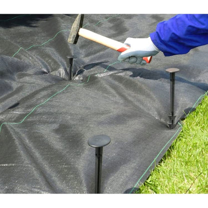1 x 10 m / 3.2 x 32.8 ft Weed Control Membrane, Weed Control Woven Fabric, Ground Cover Sheet, 100 GSM, UV Stabilised + 20 Pegs
