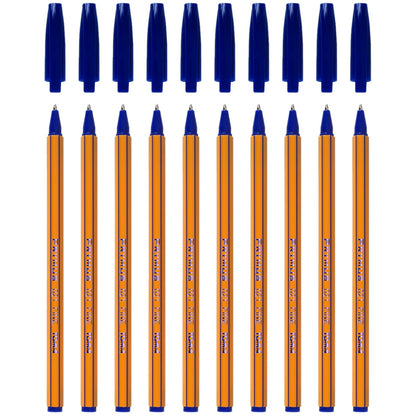 Ballpoint Pens, Smudge Free Ballpoint Pens, Fine Point 0.7 mm, Ideal for School, Office, Everyday Use (Blue, 10 Pens)