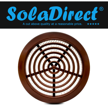 Brown Mini Round Air Vent Grille 80mm with Flange and Fly Screen Ventilation Cover