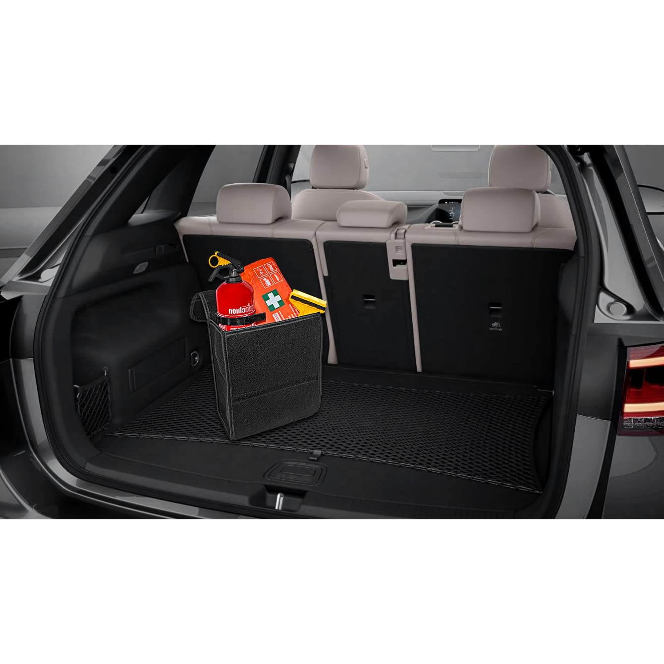 Car Boot Organiser Bag Anti Slip Foldable for Boot Storage Case Tool Bag Boot Tidy Bag, Suitable for All Vehicles, Grey Felt