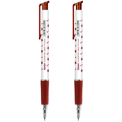 Ballpoint Pens, Retractable Smudge Free Pens, Extra Fine Point 0.5 mm, Ideal for School, Office, Everyday Use (Red, 2 Pens)