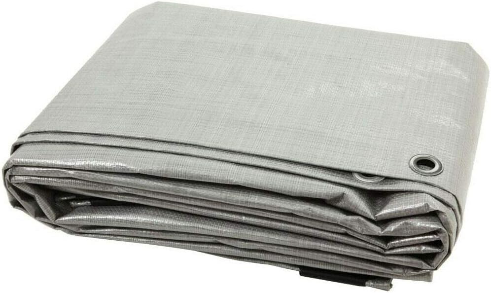 6 x 8 m Tarpaulin Cover - Silver 90GSM - Waterproof, Frost-Resistant, UV Protection, Multipurpose, Groundsheet