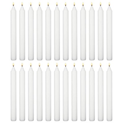 White Table Household Dinner Tapered Candles, Decorative Household Candles, 6 Hours Burning Time, 18cm / 7" Long (Pack of 24)