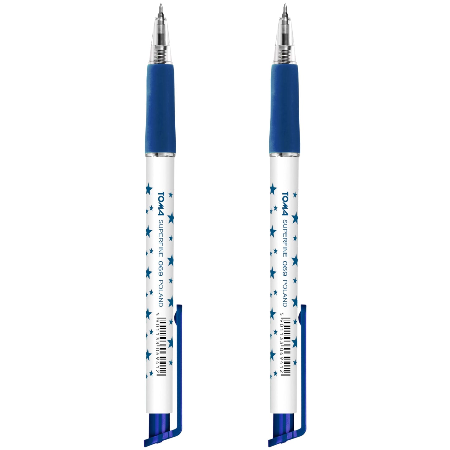 Ballpoint Pens, Retractable Smudge Free Pens, Extra Fine Point 0.5 mm, Ideal for School, Office, Everyday Use (Blue, 2 Pens)