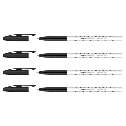 Ballpoint Pens, Smudge Free Ballpoint Pens, Extra Fine Point 0.5 mm, Ideal for School, Office, Everyday Use (Black, 4 Pens)