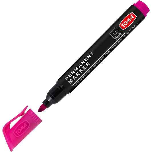 Pink Permanent Marker Pen - Waterproof 2.0 mm Fibre Tip - Durable Writing Marker for Cardboard, Plastic, Metal, Glass, Wood