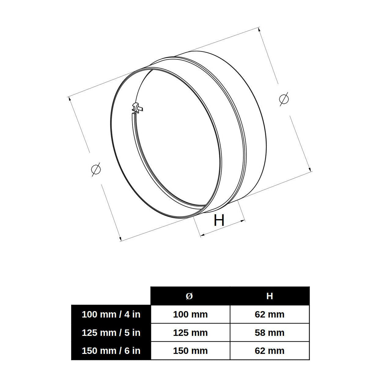 100 mm / 4 in Anti Backdraft Non-Return Pipe Connection White PVC Round Grille