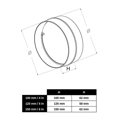 100 mm / 4 in Anti Backdraft Non-Return Pipe Connection White PVC Round Grille