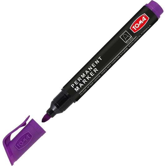 Purple Permanent Marker Pen - Waterproof 2.0 mm Fibre Tip - Durable Writing Marker for Cardboard, Plastic, Metal, Glass, Wood