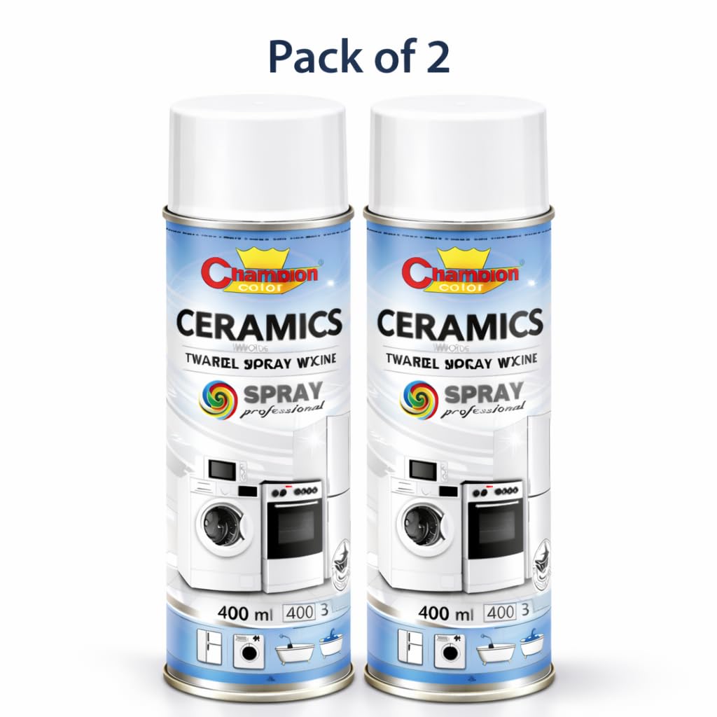 Ceramics White Enamel Spray Paint 2 x 400ml – Bath & Appliance Repair Paint for Bathtubs, Sinks, Tiles & Fridges – High Gloss, Scratch Resistant