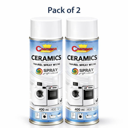 Ceramics White Enamel Spray Paint 2 x 400ml – Bath & Appliance Repair Paint for Bathtubs, Sinks, Tiles & Fridges – High Gloss, Scratch Resistant