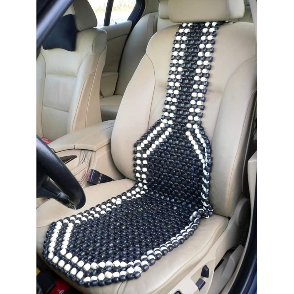 Black Wooden Beaded Massage Car Front Seat Cover Cushion Comfortable