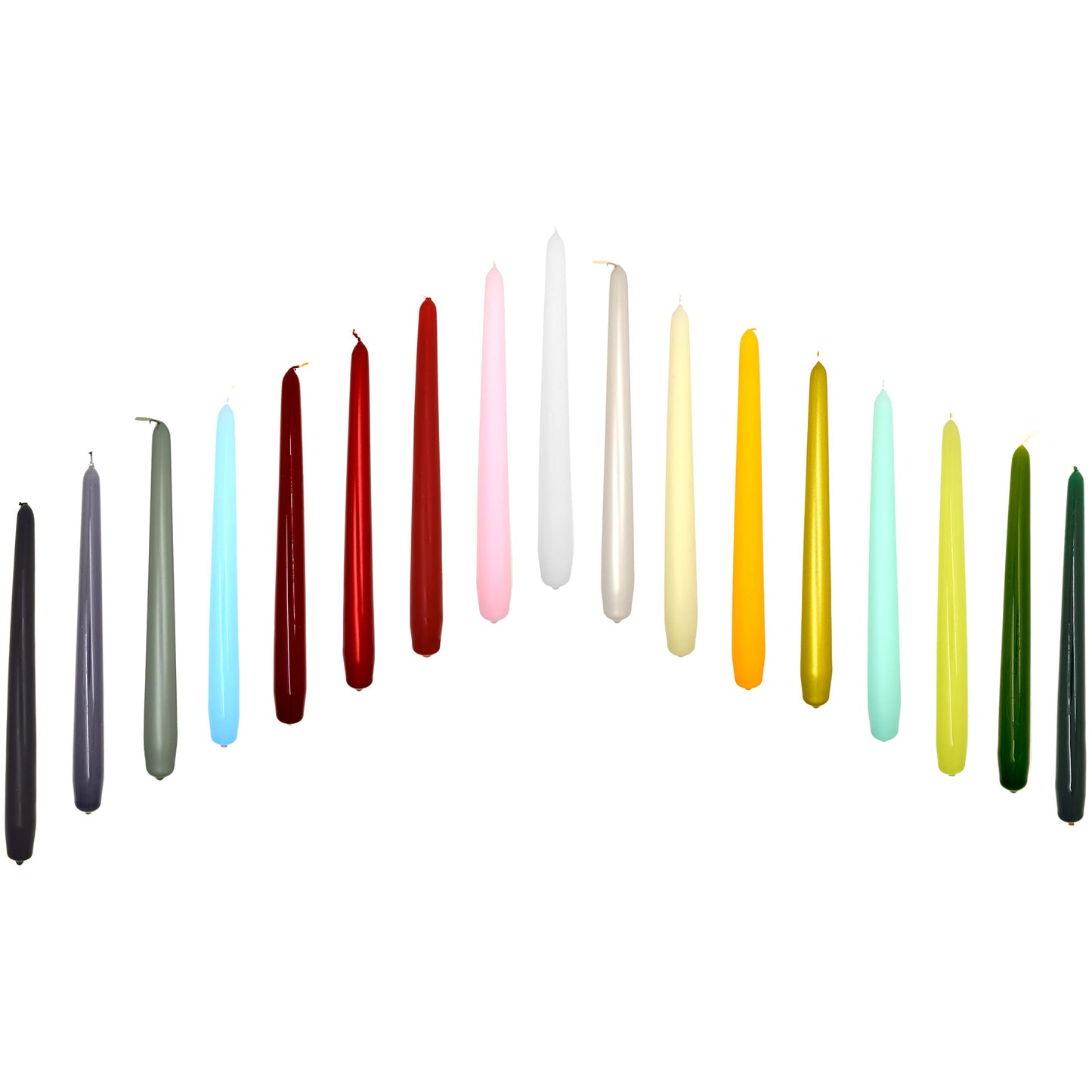 Tapered Dinner Candles, Pack of 10, Unscented, Long Burning Time, 24 cm / 19.45" (Forest Green, Varnished)