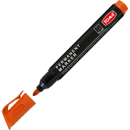 Orange Permanent Marker Pen - Waterproof 2.0 mm Fibre Tip - Durable Writing Marker for Cardboard, Plastic, Metal, Glass, Wood