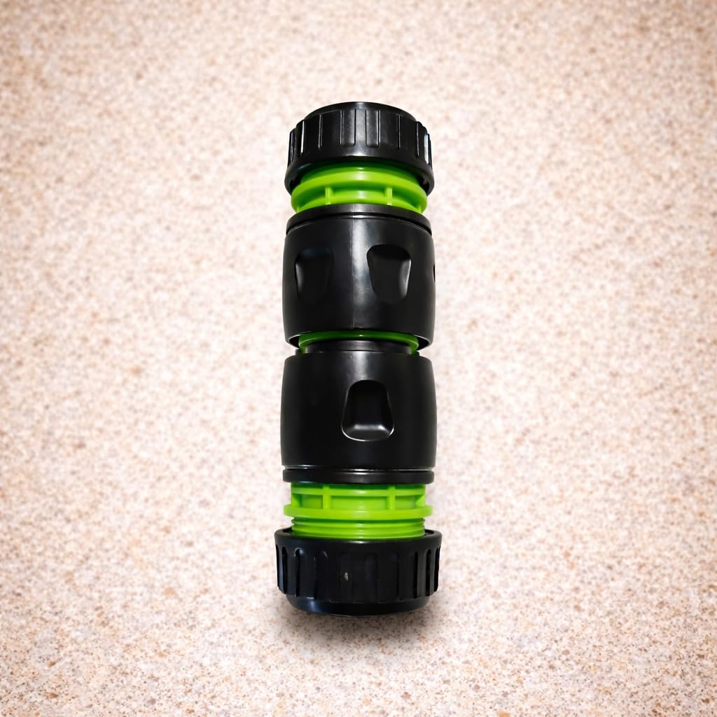 Hose Repair Set 1/2 Inch Quick Connectors - 2 End Hose Fittings Plus Double Male Joiner - Hozelock Gardena Compatible - Green