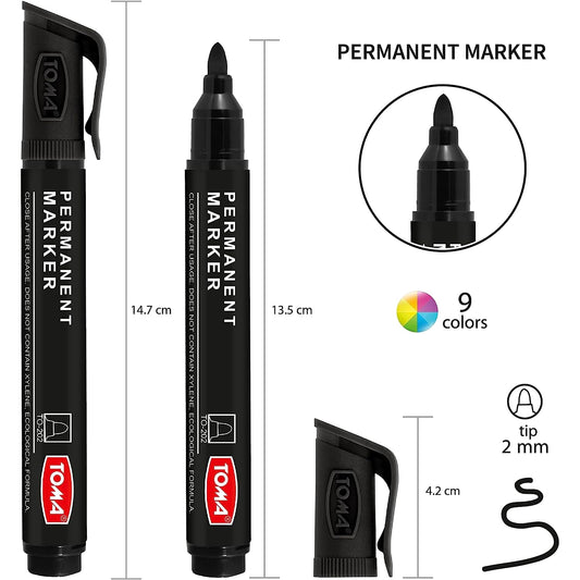 Yellow Permanent Marker Pen - Waterproof 2.0 mm Fibre Tip - Durable Writing Marker for Cardboard, Plastic, Metal, Glass, Wood