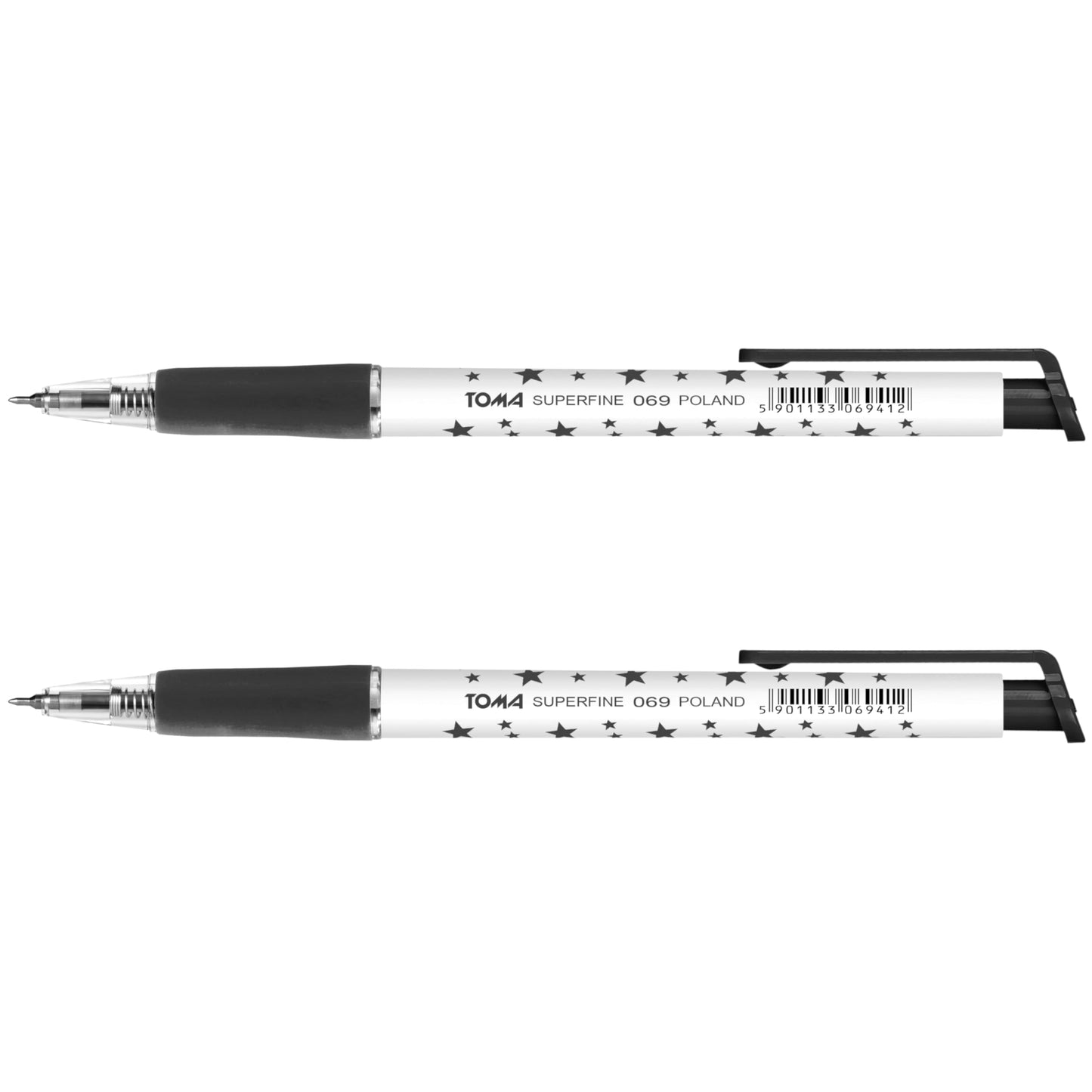 Ballpoint Pens, Retractable Smudge Free Pens, Extra Fine Point 0.5 mm, Ideal for School, Office, Everyday Use (Black, 2 Pens)