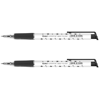 Ballpoint Pens, Retractable Smudge Free Pens, Extra Fine Point 0.5 mm, Ideal for School, Office, Everyday Use (Black, 2 Pens)