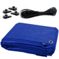 1.5 x 2 m Tarpaulin Waterproof Cover Ground Sheet Camping with 4 Tarp Clips + 10m / 30ft Bungee Cord (Blue - 55GSM)