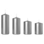 Set of 4 Pillar Candles, Set of 4 Votive Candles, Decorative Household Candles, Long Burning Time - Advent, Christmas (Silver)