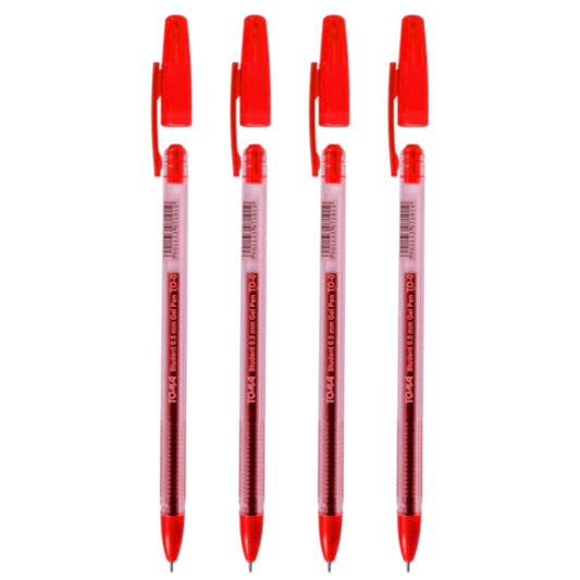 Ballpoint Pens, Gel Ink Ballpoint Pens, Smudge Free, Extra Fine Point 0.5 mm, Ideal for School, Office (Red, 4 Pens)