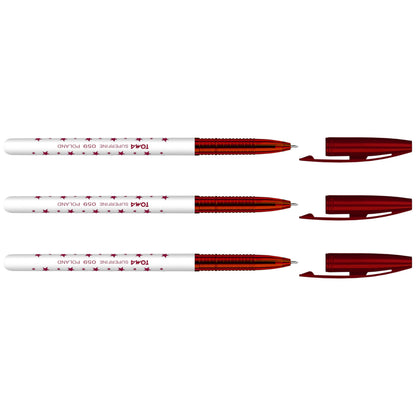Ballpoint Pens, Smudge Free Ballpoint Pens, Extra Fine Point 0.5 mm, Ideal for School, Office, Everyday Use (Red, 3 Pens)