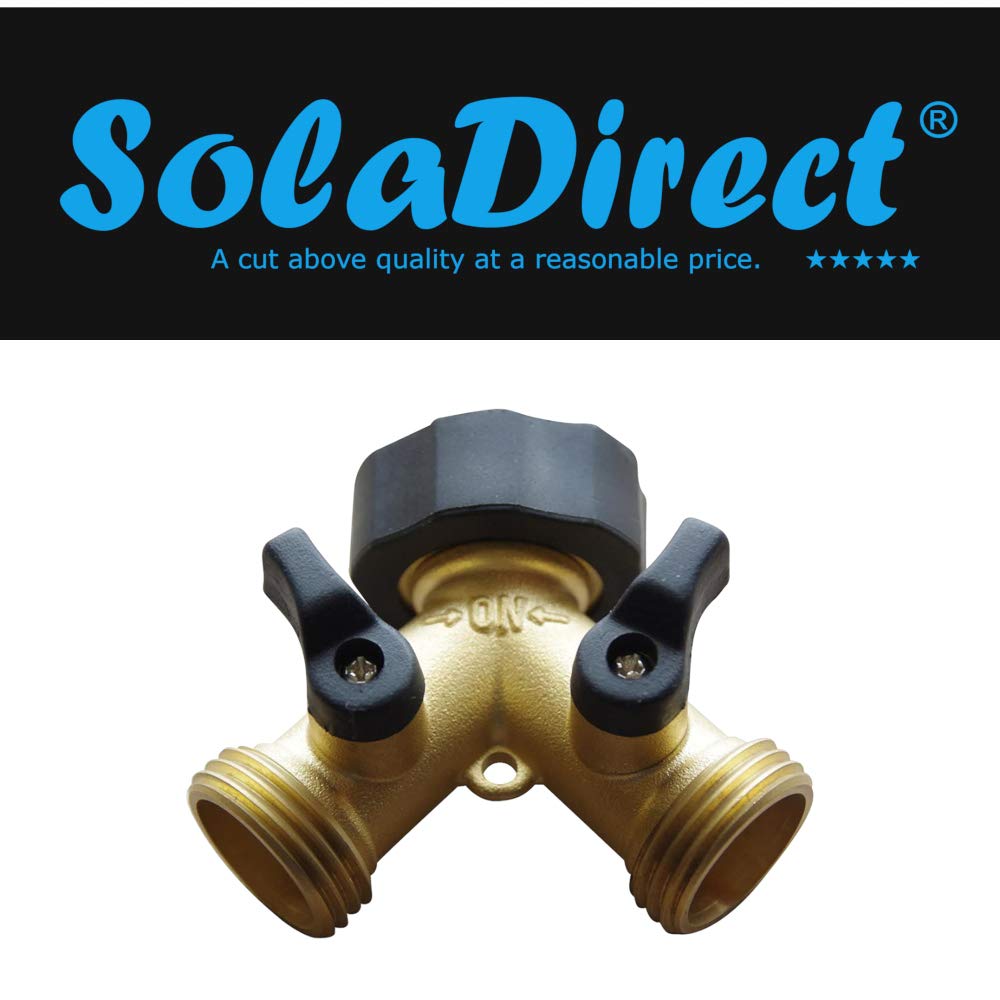 Brass Garden Hose Splitter 2-Way Y Hose Connector Adaptor with Valves