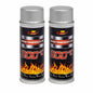 2 x 400 mL Silver RAL 9006 Heat-Resistant Enamel Paint Silicone-Based Up to 800 C - High Temperature Metal Coating