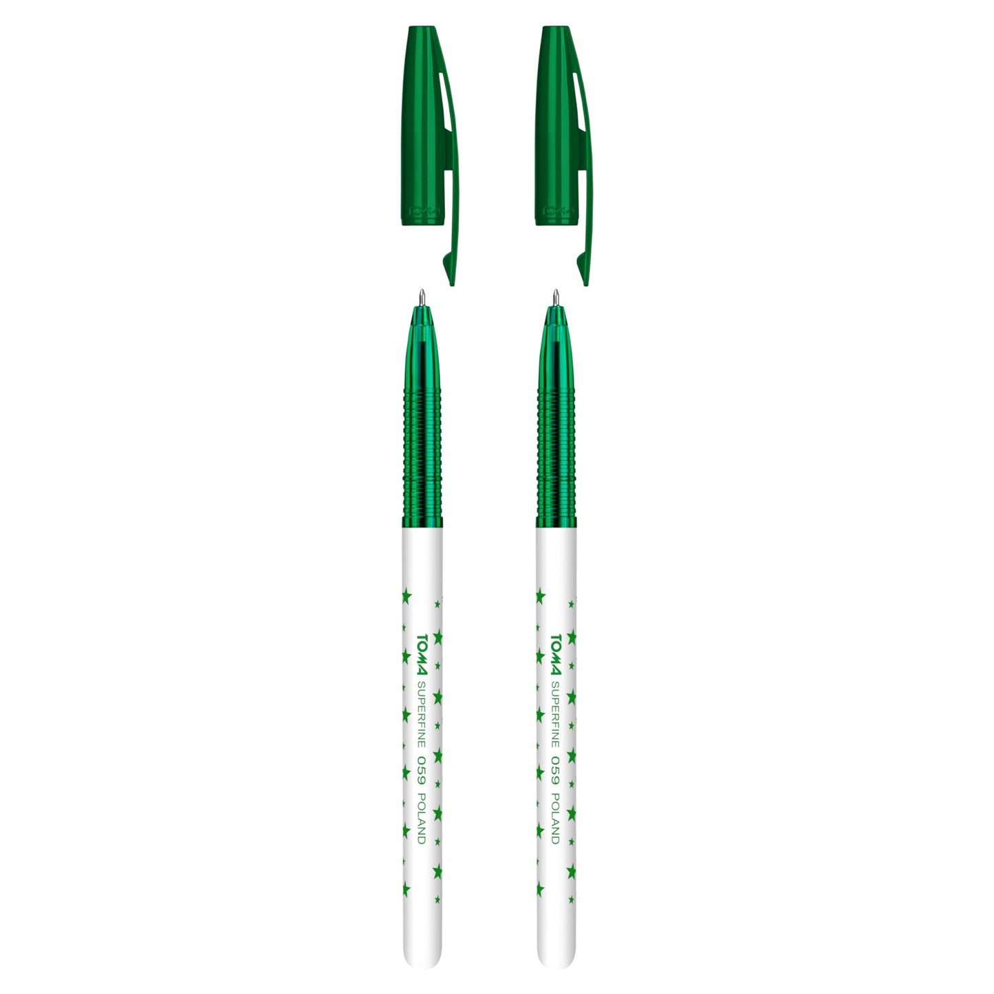 Ballpoint Pens, Smudge Free Ballpoint Pens, Extra Fine Point 0.5 mm, Ideal for School, Office, Everyday Use (Green, 2 Pens)