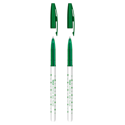 Ballpoint Pens, Smudge Free Ballpoint Pens, Extra Fine Point 0.5 mm, Ideal for School, Office, Everyday Use (Green, 2 Pens)