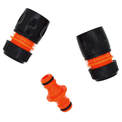 Hose Fitting Repair Set 2 x Plastic Garden Water Hose 1/2" Quick End Connectors & 1 x Double Male Hose Connector