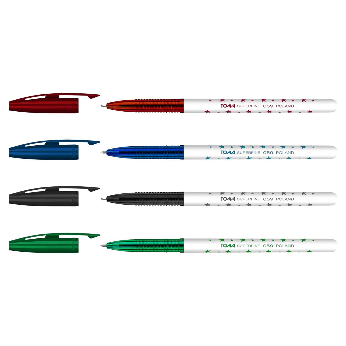 Ballpoint Pens, Smudge Free Ballpoint Pens, Extra Fine Point 0.5 mm, Ideal for School, Office (Set of 4 Colours, 4 Pens)