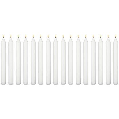 White Table Household Dinner Tapered Candles, Decorative Household Candles, 6 Hours Burning Time, 18cm / 7" Long (Pack of 16)