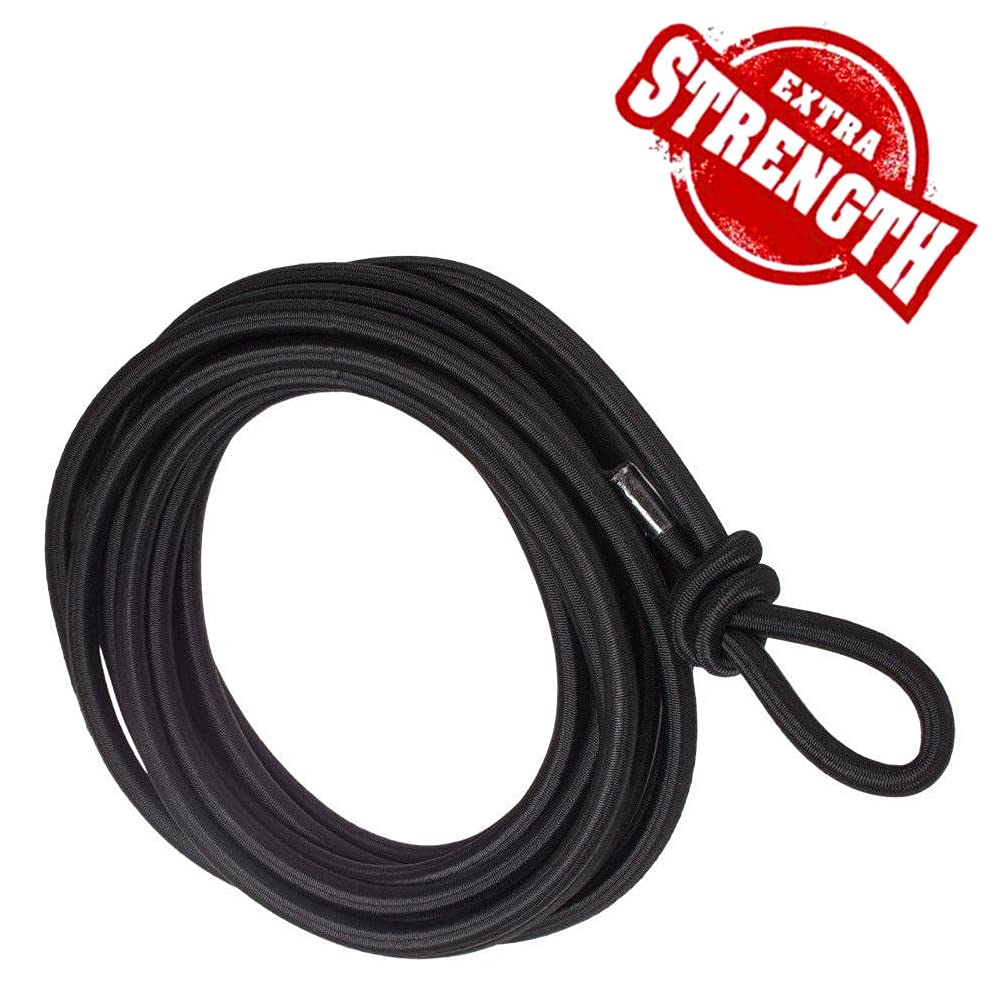 Black Bungee Cord - 20 m / 65 ft of 5 mm Bungee Rope, Shock Cord, Bungee Strap, Elastic Rope, Tie Down - Stretch at least 100%