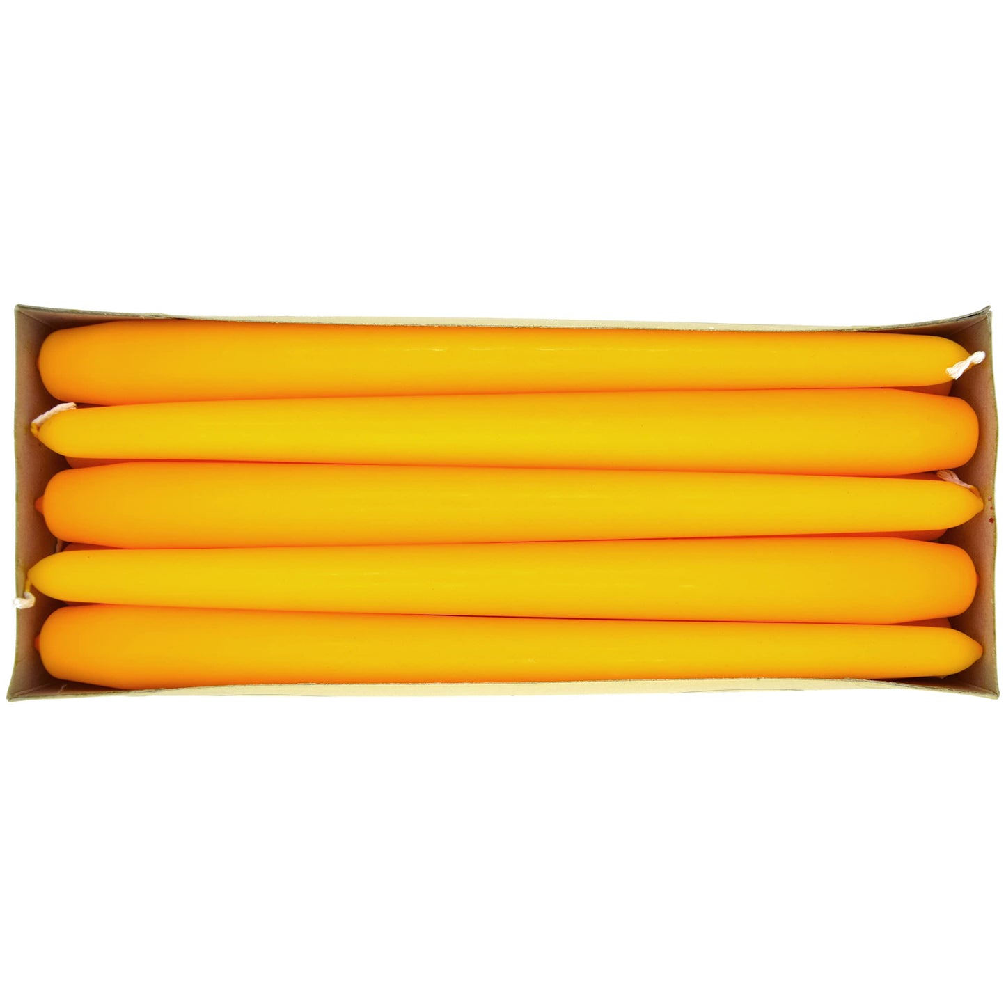 Tapered Dinner Candles, Pack of 10, Unscented, Long Burning Time, 24 cm / 19.45" (Orange, Matt)