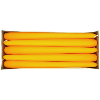 Tapered Dinner Candles, Pack of 10, Unscented, Long Burning Time, 24 cm / 19.45" (Orange, Matt)
