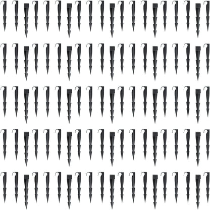 Garden Pegs, 100 Pieces Pack of 160mm / 6.3" Ground Pegs for Irrigation System, Ground Anchors for Drip Watering Line, Anchor Pegs