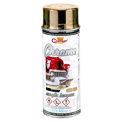 2 x 400 mL Gold Super Chrome Metallic Acrylic Spray Paint - High Gloss Decorative Finish for Art, DIY, Craft and Display Items - Even Coverage and Smooth Structure