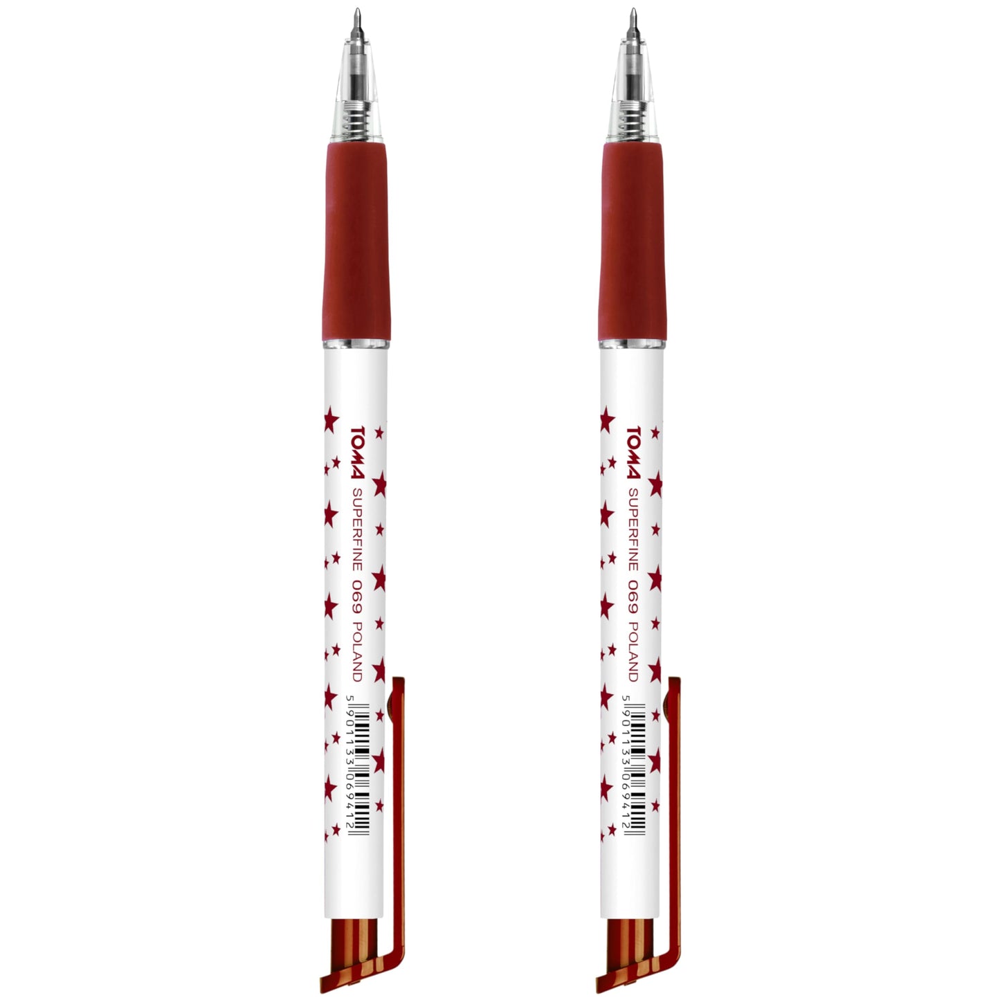 Ballpoint Pens, Retractable Smudge Free Pens, Extra Fine Point 0.5 mm, Ideal for School, Office, Everyday Use (Red, 2 Pens)